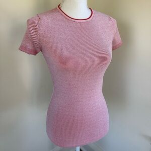 Stella McCartney Red Stretch Ribbed Knit Sweater Top size 42 Med